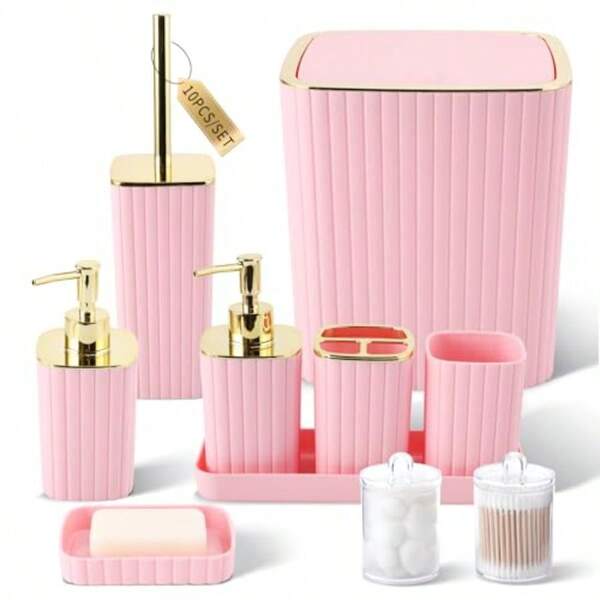 XLOMO baño  10 piezas uego accesos baño escobilla inodoro plera dispensador iso algo dispensador toallas material plastico diseño ente funcional y practico