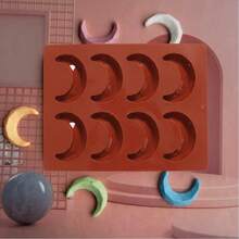 8-Cavity Mini Mousse Baking Tool - 3D Crescent Silicone Cake And Dessert Mold - Multicolor - View 4