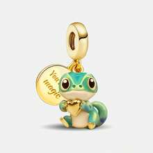 1件925纯银心形蜥蜴吊坠，适合女士手链、手镯DIY饰品制作及日常穿搭配饰，适合女孩佩戴