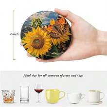 Coasters - Sunflower and Butterfly On the Mountain - View 4
