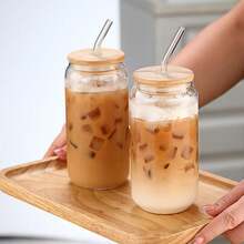 24pcs/550ml Large Transparent Straw Cups With Lids & Straws, Modern Glass Coffee Mugs, Soda Cans, High Borosilicate Glass Cups, Cold Drink Tumblers, Nordic Style Milk Tea Beer Juice Glasses With Straws, Suitable For Home, Office, Daily Use, Gathering, Beverage Cans, Water Cups, Coffee Mugs, Tea Cups, Multi-Purpose, Odorless