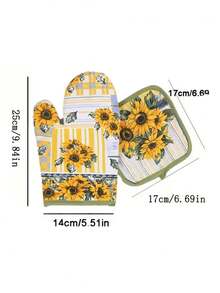 2pcs/Set Heat Resistant Oven Mitts & Pot Holders, Thick Non-Slip Kitchen Baking Gloves - Multicolor - View 5