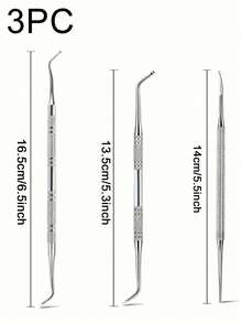 3pcs Stainless Steel Inset Toenail Tool Kit - Double-Sided Toenail File, Professional Pedicure Tool, It Can Be Used To Clean The Space Between Toes - A - View 7