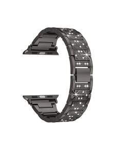 1pc Women's Luxury Black Stainless Steel Band Compatible With Apple Watch Series 49mm 46mm 45mm 44mm 42mm 41mm 40mm 38mm, Suitable For Formal Occasions And Fashion Matching, Compatible With Apple Watch Series 11 SE3 10 9 8 7 6 5 4 3 2 1 Ultra3/2/1, Elegant Smart Watch Band - Black - View 3