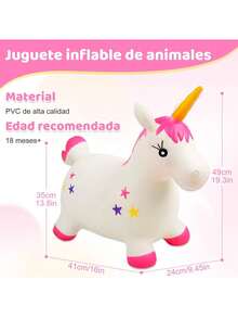 Caballo Hinchable para Saltar, Tolva Inflable de Animales para Niños. Bouncy Boing, Inflatable Hopping Farm Animals con Air Pump, Bouncing y Active Play para Niñas y Niños (Unicornio),40977002 - Beis - Ver 2