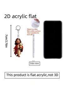 2D Acrylic Flat Keychain, Religious Belief Theme, Spiritual Theme With Cute Lamb Pattern Flat Acrylic Keychain, Adding Meaningful And Fashionable Embellishment To Keys - Multicolor - View 10