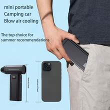 6000mAh 手持式涡轮风扇，除雪除尘制冷带照明，USB充电 - 黑色 - 查看 7