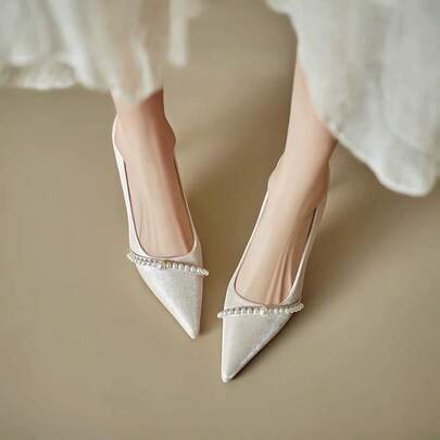 春夏新款尖头粗跟优雅低帮女式高跟鞋