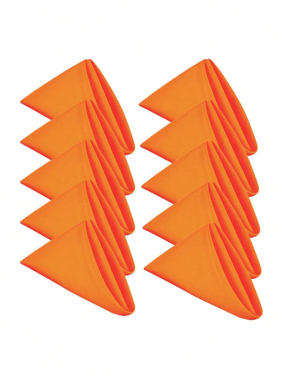 10/20/30pcs 100% Polyester Soft Washable Cloth Napkins, Suitable For Valentine's Day, Hotel Dinner, Wedding, Restaurant And Party (30cm*30cm/35cm*35cm/43cm*43cm/50cm*50cm) - Orange - View 1