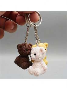 1 st söt sittande nallebjörn docka nyckelring, hänge, prydnad, kreativ tecknad djurberlock, studentryggsäckstillbehör, födelsedagspresent unisex - Multifärgad - Visa 5