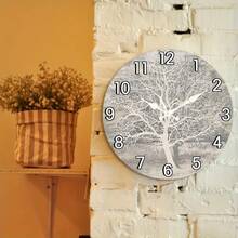 A Decorative Silent Wall Clock Designed With A White Tree Branch, Suitable Home Decor And As A, Powered By AA Batteries. - 12吋/30厘米 - 查看 3