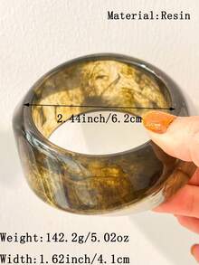 1件复古水彩染色树脂宽手镯，独特高端彩色透明手镯，百搭度假风女士配饰 - 彩色 - 查看 8