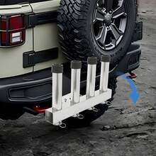 4 Tubes Stainless Steel Fishing Rod Holder Bracket Pod Pole Rack For Cars Trucks, 0-90°Adjust, Space Saving - Silver - View 2