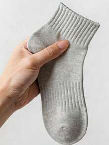 1/5/10/15/20 Paar Damen Einfarbige Taille Raffende Sportliche Atmungsaktive Knöchelsocken - Grau - Übersicht 2