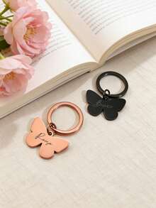 1pc Personalized Custom Butterfly Keychain, Can Customize Name/Letter Keychain, Suitable For Key Accessories, Backpack Charms, Pet Tag Butterfly Pendant, Butterfly Keychain - Multicolor - View 7
