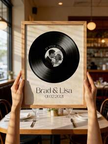 1pc Custom Vinyl Record Print,Personalized Wedding Photo&Text Poster,First Dance Wedding Song Gift,Personalized Valentine Gift For Boyfriend,1st Anniversary Paper Art, Anniversary Valentine's Day Gift - Multicolor - View 6