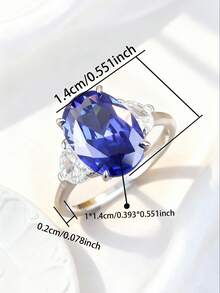 1 pieza Anillo de boda de plata 925 con tanzanita de 5 quilates, elegante para fiestas y banquetes, regalo de alta calidad para el Día de la Madre, Ramadán, Carnaval - Plateado - Ver 5