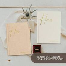 Elegant Linen Wedding Vow Books With Gold Foil Lettering - Perfectly Sized His And Hers Vow Books With Plenty Of Pages To Write Whatever Is On Your Heart - A Beautiful Addition Wedding Day - Beige-cream - View 7