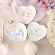 Personalized Engagement Ring Tray, Wedding Jewelry Tray And Engagement Ring Display Tray, Customizable With Initials And Date, Perfect Gift For Bridal Shower, Wedding, Valentine's Day And New Year - White - View 2