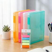 1 hộp đựng tài liệu bằng nhựa màu trắng/xanh lá/hồng/cam có khóa, cỡ A4/Letter, dùng để sắp xếp tài liệu/giấy tờ/hồ sơ/hóa đơn, phù hợp cho gia đình, văn phòng, đựng đồ dùng nghệ thuật, nhiều kích cỡ để lựa chọn. - Màu cam trong suốt - Xem 6