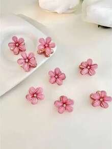 10pcs Girls' Minimalist Fresh Floral Crystal Hair Clips - Multicolor - View 3