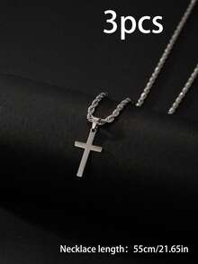 1件时尚嘻哈男士不锈钢信仰十字架吊坠项链，个性化项链饰品，适合日常佩戴，可作为礼物送给家人和朋友（注：由于光线和拍摄角度的原因，实际产品与图片可能存在轻微色差） - 彩色 - 查看 15