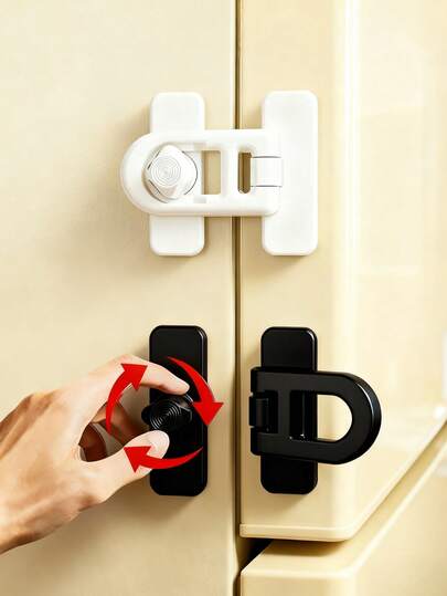 4pcs High-Quality Safety Locks, Including Door Bolts, Appliance Safety Locks, Refrigerator Anti-Open Safety Locks, Refrigerator Door Fasteners, Refrigerator Door Closers, Water Dispenser Safety Locks, Drawer Safety Locks, Microwave Safety Locks, Latch Locks, Non-Drilling Self-Adhesive Safety Locks