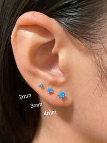 GAGAFEEL 1pair Mini Dazzling And Light Luxury S925 Sterling Silver Atificial Opal Sparkling Zirconia Earrings For Women's Daily Party Wear - White - View 9
