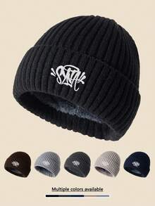 1pc BROOKLYN EST.1631 Embroidered Knit Beanie, Warm Thermal Lined Winter Hat, Windproof, Soft & Comfortable, Simple & Fashionable, Essential Winter Accessory - A - View 7