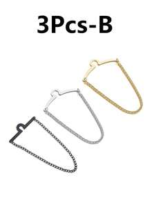 3/9 Pieces Of Men's Tie Clips, Tie Bars & Tie Chains In Silver, Black And Gold - Suitable For Weddings, Meetings, Business Events And Anniversaries - Multicolor - View 10