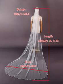 1pc Satin Edged Cathedral Wedding Bridal Veil With Comb, Suitable For Wedding, Bridal Accessories, Photography Props - 乳白色 - 查看 11
