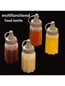 4pcs Mini Sauce And Ketchup Bottles, Mini Ketchup Bottles, Condiment Squeeze Bottles, Leak-Proof Plastic, Seasoning Bottles, Plastic Portable Containers Suitable For Salad Dressing, Condiments, Honey, Economical Product, Office Lunch Box, Picnic Oil, Lunch Box, Back To School, Perfect Lunch Box, Picnic, Perfect Kitchen Gadgets And Apartment Essentials, Kitchen, Christmas Gift - Multicolor - View 4