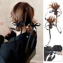 女士发髻假发发圈 | 双花发髻配蝴蝶结，编织发型造型工具，活力少女风 - 彩色 - 查看 2