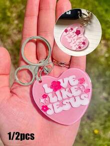 Jesus Like Heart Keychain Stainless Steel For Men Women Religious Christian Gift Backpack Wallet Car Key Phone Case Pendant Decoration Couples Mother Day Gift 6SZB - Hồng 2 - Xem 9