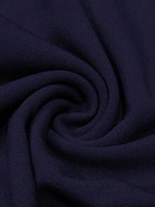 Đầm ôm sát dáng vintage màu trơn cổ tròn thắt eo dành cho nữ, thích hợp cho mùa xuân/hè. - Màu xanh hải quân - Xem 6
