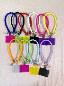 Koolife 1pc Candy Color Woven Silicone Phone Lanyard, With Spring Buckle+Bear Pendant+Pad, Cute Anti-Lost Universal Strap, Perfect For Daily Use, Gifts For Friends & Family, Compatible With All Phone Cases Shockproof - Black - View 3