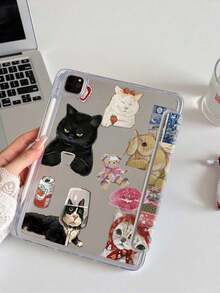 猫咪图案平板电脑保护套,兼容苹果Air 11英寸M3(2025款)/M2(2024款)、Air第五代(2022款)、(A16)11英寸第十一代(2025款),也兼容三星Galaxy Tab平板电脑和Kindle Paperwhite第十二代(2024款)。透明背壳,时尚图案保护套,支持自动睡眠/唤醒功能,配备气囊保护,适合作为礼物或办公用品。 - 彩色 - 查看 6