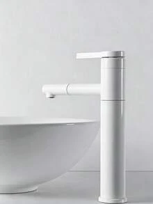 新款双旋转抽拉式白色浴室水槽龙头，冷热水混合龙头，适用于盥洗台、厨房，通用型 - 白色 - 查看 10