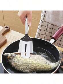 Stainless Steel Spatula Tongs, Multi-Functional Steak Barbecue Tool, Fish Spatula, Household Kitchen Bread Clip, Food Flipper Steak Tongs, Outdoor Picnic Pancake Clip, Pancake Spatula, Pizza Steak Tongs, Grilling Cooking Tools - Silver - View 9