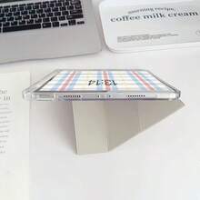 Minimalist Y-Shaped Foldable Spray-Painted Transparent Acrylic Crystal Flat Protective Case, Compatible With Pad Mini6/7/9.7/10.2/10.5/10.9/12.9/13/Pro 11, 10th Generation, Protective Case Supports Multi-Angle Adjustment, Six Bracket Placement Modes, Built-In Pen Slot, Transparent Back Cover, Anti-Drop Protection, Auto Wake/Sleep - Transparent Y-fold Single-sided Printing 11AH - View 5