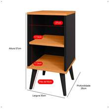 Corner Nightstand Charming With Shelf And Sturdy Legs For Living Room, Bedroom, Apartment - Đen/Quế - Xem 4
