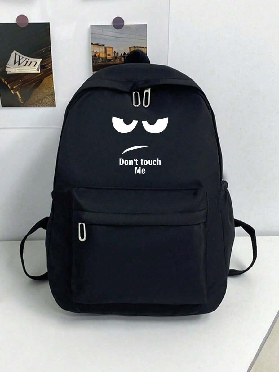 1个纯色时尚大容量休闲通勤背包，男女通用 - 黑色 - 查看 1