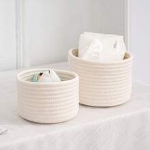 Small Cotton Rope Under-Bed Storage Box Miscellaneous Basket Woven Under-Bed Storage Box Snack Basket Home Storage Artifact - 黃色 - 查看 7