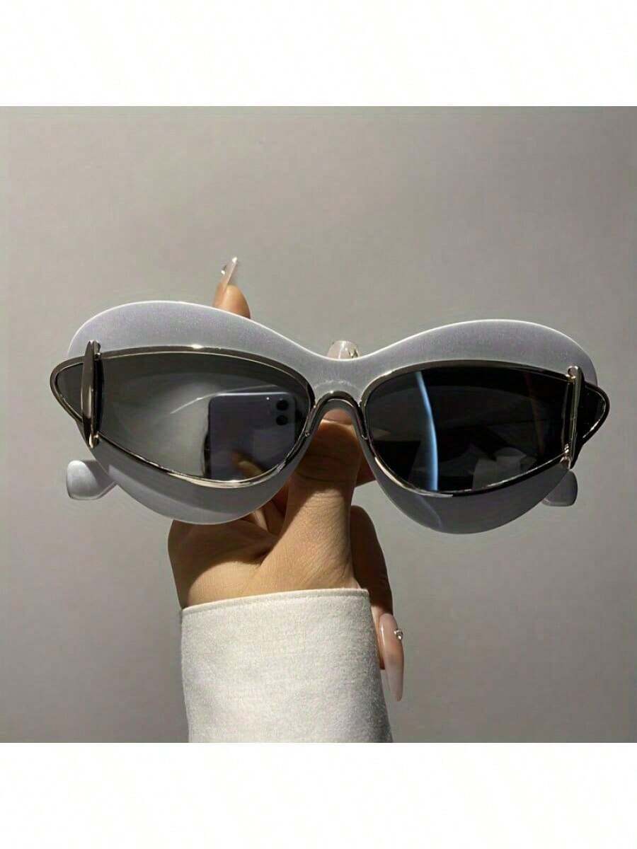 Vintage Classic Cat Eye Fashion Glasses For Women And Men, Suitable For Hiking, Travel, Stage Performances, Decorative Glasses, Beach Photos, Stylish And Unique Fashionable Glasses - 黑黃 - 查看 1