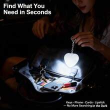 1pcs Smartphones Adorable Heart-Shaped Bag Charm USB Rechargeable Keychain Night Light For Her - Perfect Gift With Touch Sensing Light And Keychain Design - 白色 - 查看 5