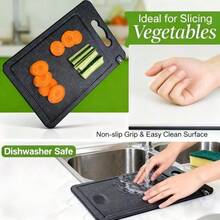 1 tocător din oțel inoxidabil, tocător reversibil multifuncțional, tocător de bucătărie, echipament pentru restaurant și camping, design cu mâner antiderapant, material rezistent la rugină, esențial pentru călătorii în aer liber - Alb-negru - Vizualizare 7