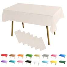 MOMHUA 6Pcs Weihnachts Grün Tischdecke, 137x274cm Tischtuch Plastiktischdecke, Rechteckige Tischabdeckung Gartentischdecke Outdoor Table Cloth für Geburtstag Feste Hochzeiten Halloween Weihnachten-3515 - Beige - Übersicht 1
