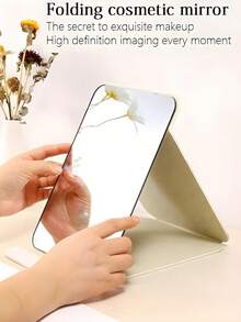 1Pc Large Folding Makeup Mirror For Desktop Or Travel Portable Vanity Mirror For Precise Application In Black And White - trắng - Xem 3