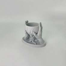 1pc Sculptural Vase With Marble Color Tone, Ins Style Desktop Decor, Succulent Planter - A - View 4