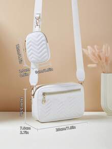 1pc Girls' Mini Wave Pattern Embroidered Letter Pouch, Phone Wallet Coin Purse - White - View 2